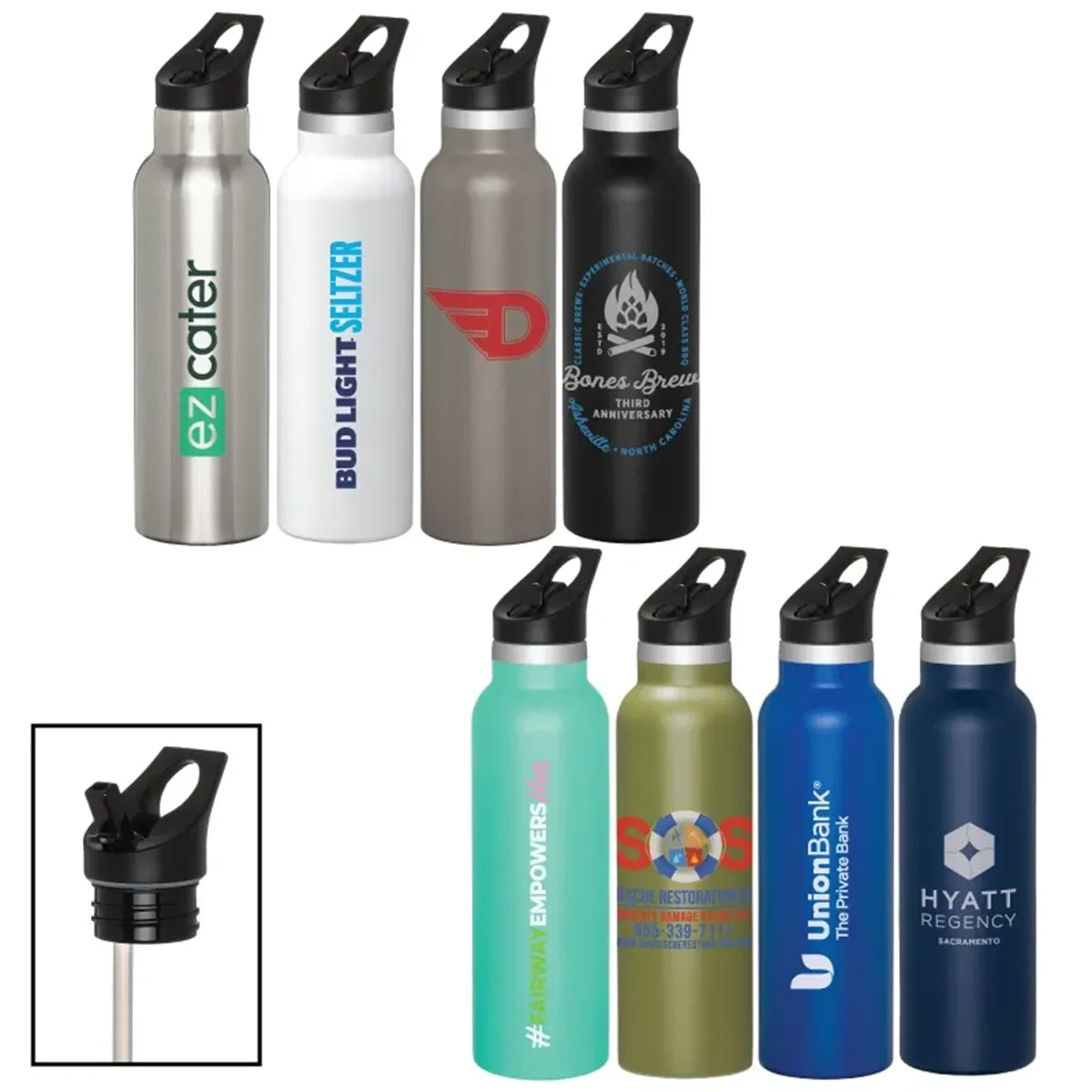Colson 20 oz. Vacuum Insulated Water Bottle w/Straw Lid - min Qty 25
